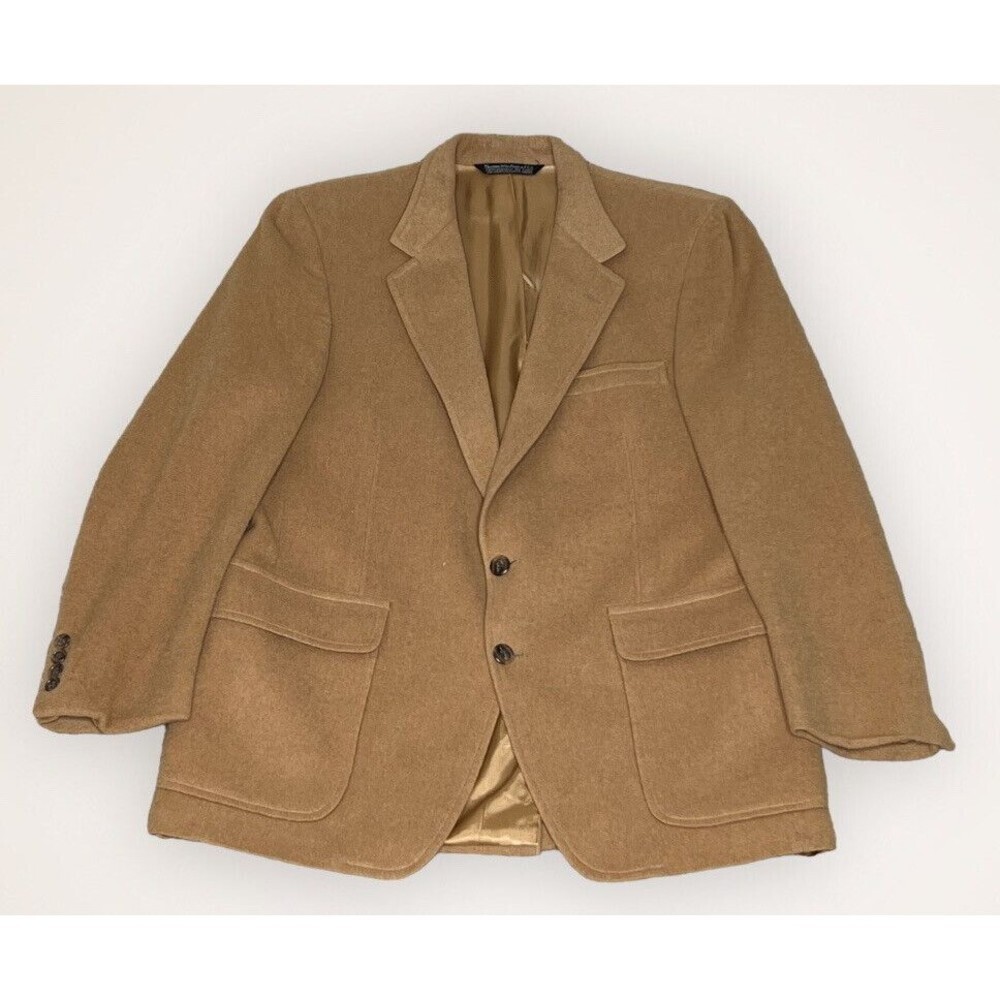 SansABelt Camel Hair Menβs 44 Suitβ Jacket Sport Coat Beige
